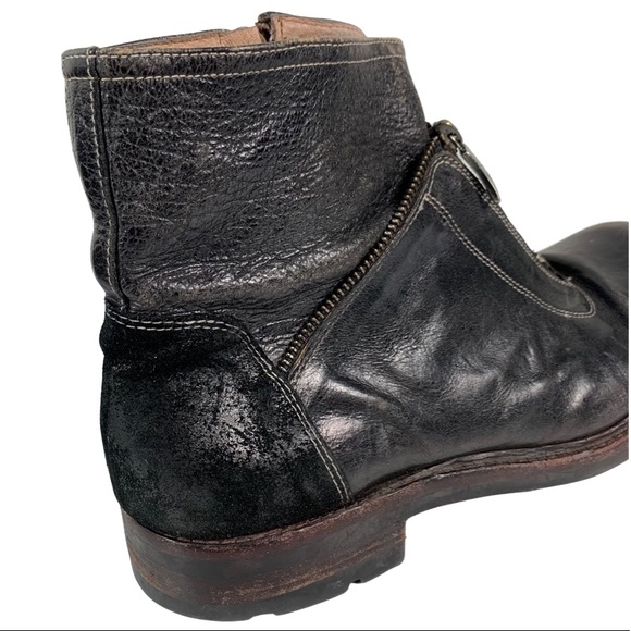 We Are The Original Men’s Dark Brown Distressed Leather Zipper Details Size main image 7